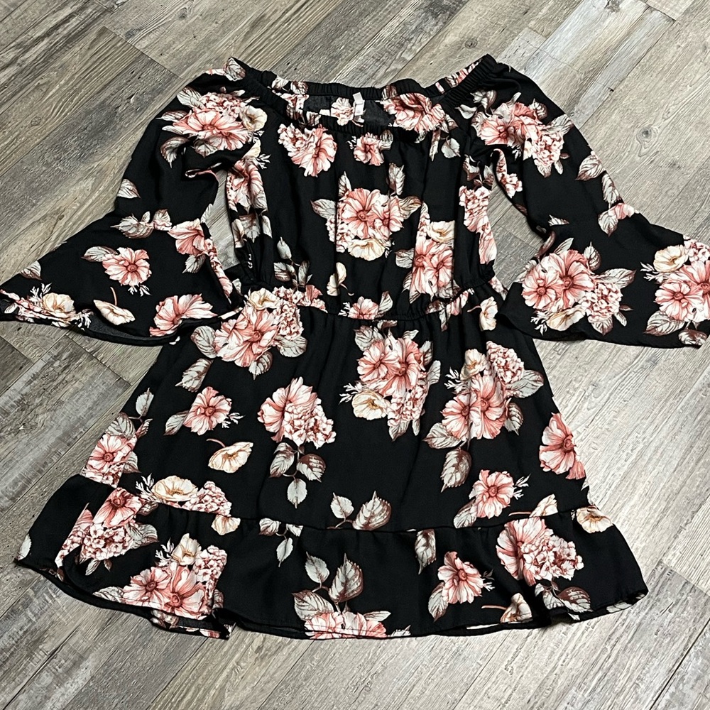 Xhilaration Floral Dress with Bell Sleeves